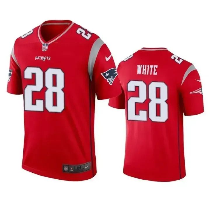 Men New England Patriots #28 James White Nike Red Inverted Legend NFL Jersey